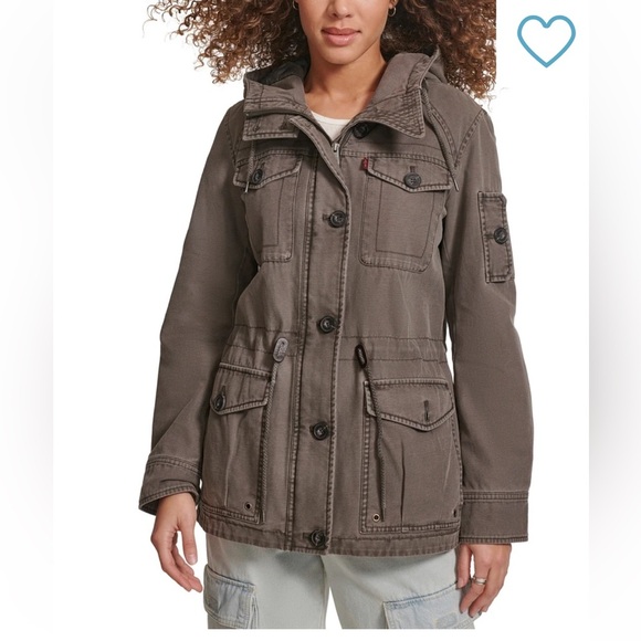 Levi's Women's Hooded Military Jacket in Gray. Size Small. Worn Once. - Picture 2 of 11